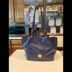 Dooney Bourke Flynn Navy Blue Staffiano Leather Satchel Shoulderbag